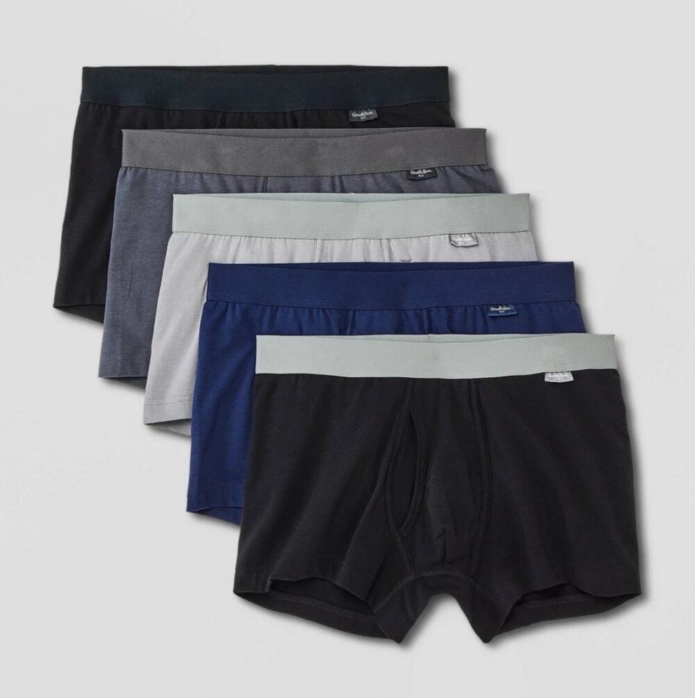 Goodfellow & Co Men's Trunks 5pk - (X-Large, Gray/Blue/Black) XL